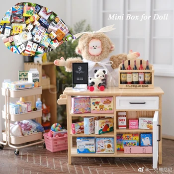1/12 alebo 1/6 Miniatúrny domček pre bábiky Občerstvenie Box Predstierať, že Miniatural Potraviny Mini Nápoj pre Barbies Doll House Supermarket Príslušenstvo Hračky