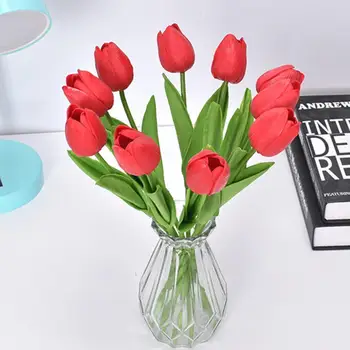10Pcs Umelé Kvety Jemné Realistické Farebné Dekoračné Umelé Tulipán Kvety Pobočky Domácnosti Dodávky