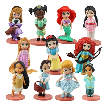 11pcs/set Disney Princezná Obrázok Bábika Snow White Merida Morská víla Princezná Popoluška Rapunzel Pvc Anime Figúrky, Model Kid Hračka
