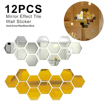 12pcs Akrylových 3D Zrkadlo na Stenu-Nálepky Hexagon DIY Externé Odnímateľné Obývacia Izba Odtlačkový Art, Ozdoby Pre Domáce Spálne Dekorácie