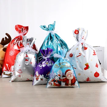 1PC Šnúrkou Vianočný Darček Taška Candy Bag Vianoce Skladovanie Organizátor Snehuliak Vytlačené Vrecku
