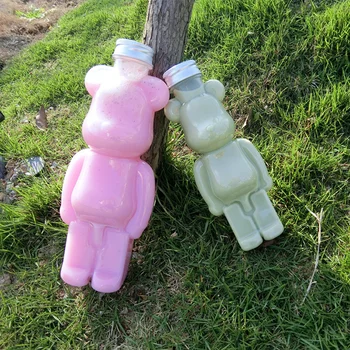 400 ml/700ml Násilné Medveď Priehľadná PET Mlieko Čaj Studený Nápoj Fľaše, Hliníkové Spp Jednorazové Prenosné Šťavy, Jogurt Medveď Fľašu