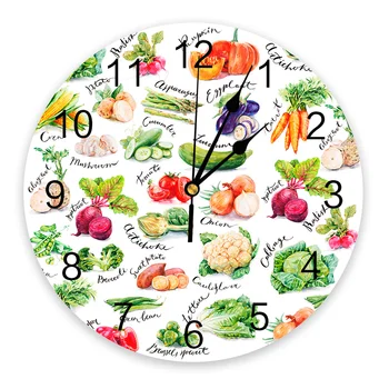 Akvarel Zeleniny Textúra Spálňa Nástenné Hodiny Veľká Moderná Kuchyňa Jedálenský Okrúhle Nástenné Hodiny Obývacia Izba Sledovať Domova