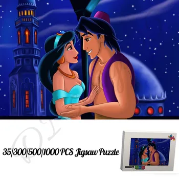 Aladdin a Princess Jasmine Puzzle pre Deti a Dospelých Disney Klasický Animovaný Film 1000 Kusov Drevené Okno Skladačka Puzzle