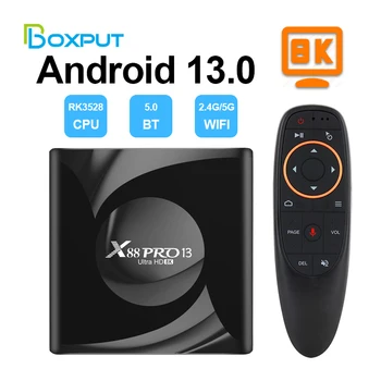 Android 13.0 X88 PRO 13 TV Box OTA Rockchip RK3528 4K 2.4 G 5G Wifi 6 64 G 32 GB, 16 GB BT5.0 Global Media Player Set-Top-Prijímač
