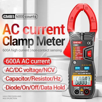 ANENG CM81 AC Svorka Meter Clamp Typ Multimeter 6000 Počíta Auto Rozsah Voltmeter 600A Ammeter Odpor Meter s Baterkou