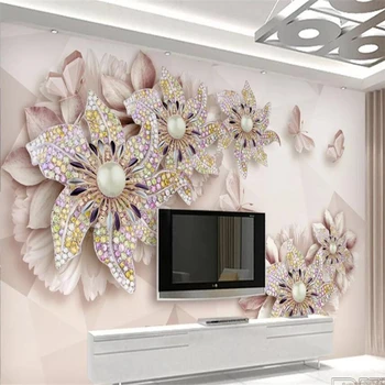 Beibehang Vlastnú tapetu 3d jednoduché nástenné high-grade nádherné luxusné plastický šperky kvet TV papier pozadí steny 3d nástenná maľba