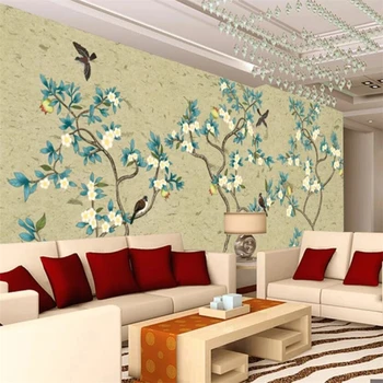 beibehang Vlastnú tapetu 3d photo nástenná maľba veľké ručne maľované Čínsky kvet, vták HD pozadie obývacia izba, spálňa tapety