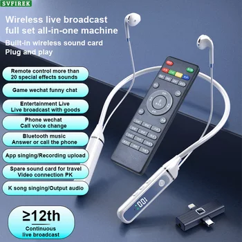 Bezdrôtové Live Streaming Slúchadlá Zvuková Karta Live Slúchadlá Krku Headset Redukcia Šumu S 2.4 G Bezdrôtový Prijímač