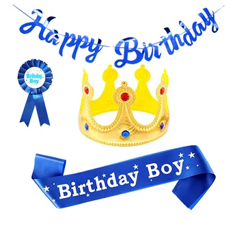 Chlapec Dievča Narodeniny, Party Dekorácie Happy Birthday Boy Ramenný Popruh Corsage Zástavy Kráľa Koruny Šťastný Princ Dievča Narodeninovej Party