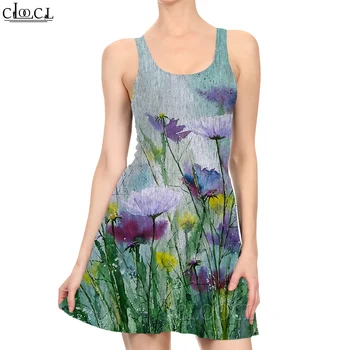 CLOOCL Nové Módne Ženy Mini Šaty Krásne Fialové Kvety Vzor 3D Tlač pre Letné Žena bez Rukávov Krátke Šaty