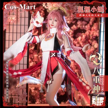Cos-Mart Hra Genshin Vplyv Yae Miko Cosplay Kostým Miss Fox Sladké Krásne Formálne Šaty Činnosť Strany Úlohu Hrať Oblečenie