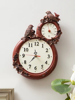 Dekoratívne nástenné stlmiť nástenné hodiny spálňa tvorivé teplomer hodiny obývacia izba osobnosti umenia stene hodinky Nordic hodiny