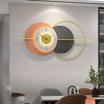 Dekorácie, Nástenné Hodiny Obývacia Izba Čísla Unikátne Nástenné Hodiny Domov Quartz Darček Svetlo Moderné Black White Orange Theme Horloge Izba Dekor