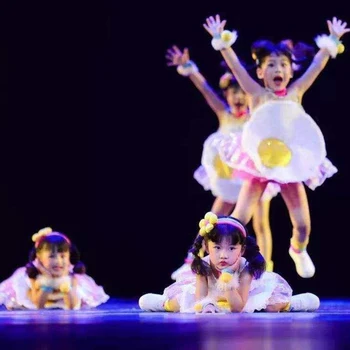 Detské fáze kostým detský lotus style tanečných kostýmov, Pengpeng sukne roztomilý Nový Rok Deň výkon detí kostým