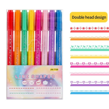Estetické Zvýrazňovač Pen Set,8 Rôznych Tvarov Dual Tip Značky Perá Pre Deti Novinka Kancelárske Potreby Školské Potreby
