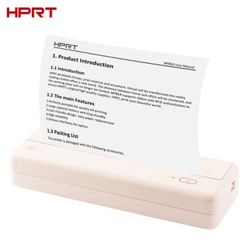 HPRT MT810 A4 Prenosné Papiera Tlačiareň Termálne Tlač BT Bezdrôtové Tlačiarne Kompatibilné s iOS a Android Mobilný Fotografií Tlačiareň