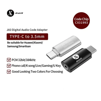 JCALLY JA3 CX31993 Typ C do 3,5 mm USB DAC C Audio Kód Adaptér pre Huawei Xiao Samsung Android telefón
