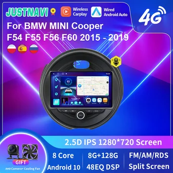JUSTNAVI IPS DSP Android 10 autorádia Pre BMW MINI Cooper F54 F55 F56 F60 2015 - 2019 Multimediálny Prehrávač Videa Stereo Navigáciu