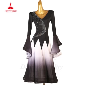 Moderné Tanečné Šaty Luxusné Sála Výkon Kostýmy Valčík Spandex Dlhé Rukávy Profesionálne Šaty Spoločenské Tanečné Nosenie