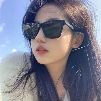 Móda Yuumi Gegen slnečné Okuliare Pre Ženy, Pánske Čierne Okuliare Cat eye MGlasses Spy Nadrozmerné Luxusné Dizajnér Značky Jennie Kórea