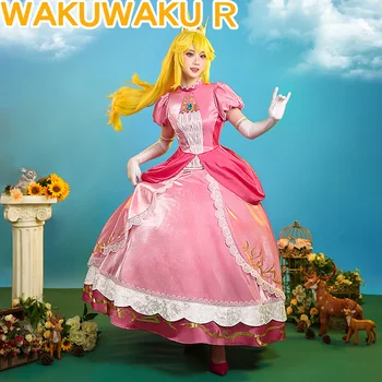 NA SKLADE Peach Cosplay Hra Cosplay 【S-3XL] vyzýva WakuWaku-R Princezná Cosplay Roztomilý Šaty Princezná Cosplay Ženy Ružové Šaty Plus Veľkosť
