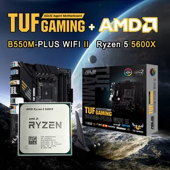 Nový ASUS TUF HERNÉ B550M-PLUS WI-FI II AM4 Doske+AMD Ryzen 5 5600X R5 5600X CPU 3.7 GHz 6Core 12Thread 7NM Zásuvky AM4 DDR4