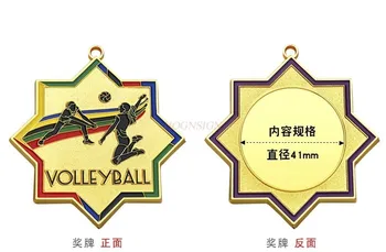Odznak Volejbalové Súťaže Medaila Školské Športové Hry Zlatej Fólie Detí Krku Visí Visí Mš
