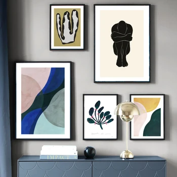 Plagáty Nordic A Vytlačí Geometrie Abstraktné Kaktus Rastlín Ľudské Telo Čerpať Wall Art Plátno Na Maľovanie Interiéru Obrázky Pre Obývacia Izba