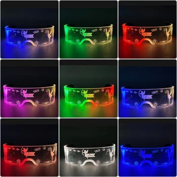 Populárne Svetelný Žiariace Okuliare Novinka LED Neon Cyberpunk Okuliare Light Up Bar Party Okuliare Halloween nočný klub Rekvizity Supplie