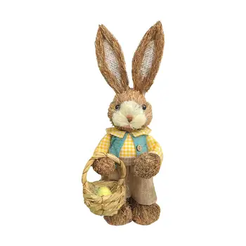 Slama Veľkonočné Králik Figúrka Bunny Socha Veľkonočné Plastika pre Domáce Ornament