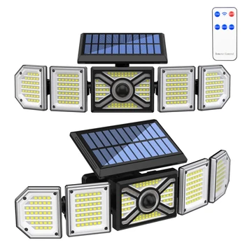 Solárne Svetlá Vonkajší Snímač Pohybu, 5 Hláv LED Solárne Pouličné Lampy Nepremokavé Nastaviteľné Široký Uhol Solárne Bezpečnostné Svetlá