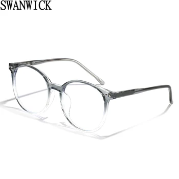 Swanwick jasný objektív ženy okrúhle okuliare, rám pre mužov retro štýl big rám tr90 okuliare pre počítač muž hnedá transparentná