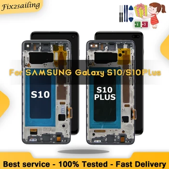 TFT 100% Test Pre Samsung Galaxy s rezacím zariadením S10 Plus G975F Displeja Lcd Digitálny Dotykový Displej s Rámom pre Samsung S10 G973F LCD