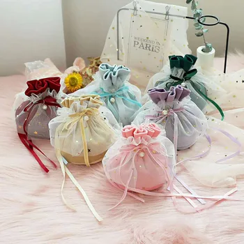 velvet priadza darčekové krabice pre obsahom cukru darčeková taška s pearl priadza dekor 10*13,5 cm candy box pre svadobné baby sprcha tašky