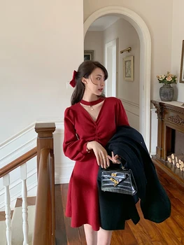 Veľkosť dámske oblečenie 2022 jar nový nový rok červené šaty tuku sestra mm pás zoštíhľujúce brucho kryt pletené sukne