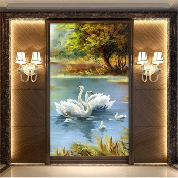 wellyu Vlastné Foto Tapety 3D Veľké nástenné Swan, olejomaľba Abstraktné Krajiny Arcade TV tapetu pozadia abstraktných de parede