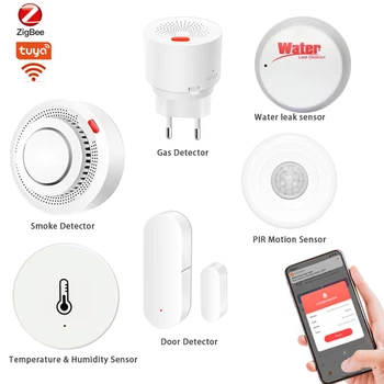 Zigbee Tuya Smart Home Security Alarm Zostavy Zadarmo App Oznámenia S Dymu, Plynu, Senzor Pohybu Monitor Dvere Detektor Vody Upozornenie