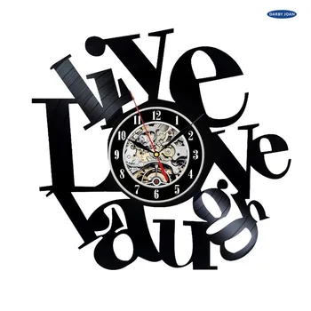 Žiť Lásku Smiať Vintage Vinyl Hodiny pre Spálne prúd,nástenné hodiny prúd budík reloj veľké nástenné hodiny aplikácie saati