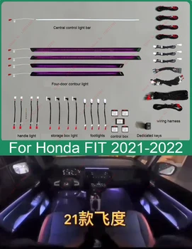 Atmosféra Svetlo vhodné pre Honda Fit 2014-2022 LED Footwell Strednej kontrolka Piano Black Style Full auto Okolia Lampa