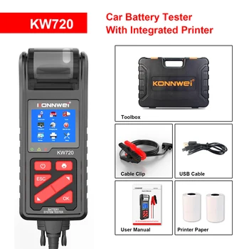 KONNWEI KW720 autobatérie Tester S Intergrated Tlačiareň 6V alebo 12V 24V Batéria Load Tester Analyzer Plnenie Naštartovaní Nástroj Testu