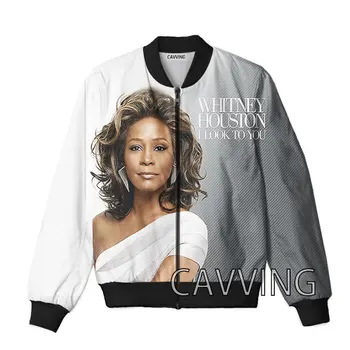 Nové Módne Žien/Mužov 3D Tlač Whitney Houston Zips Bundy Bombardér Mužov Kabát Mens Kabát Zips Bundy